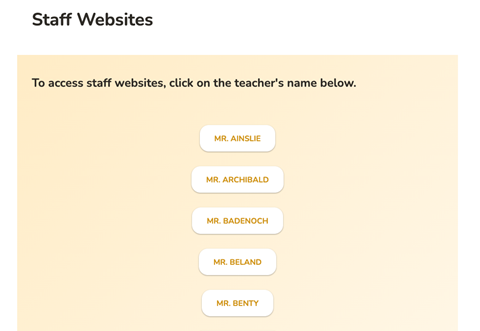 A list of staff websites.